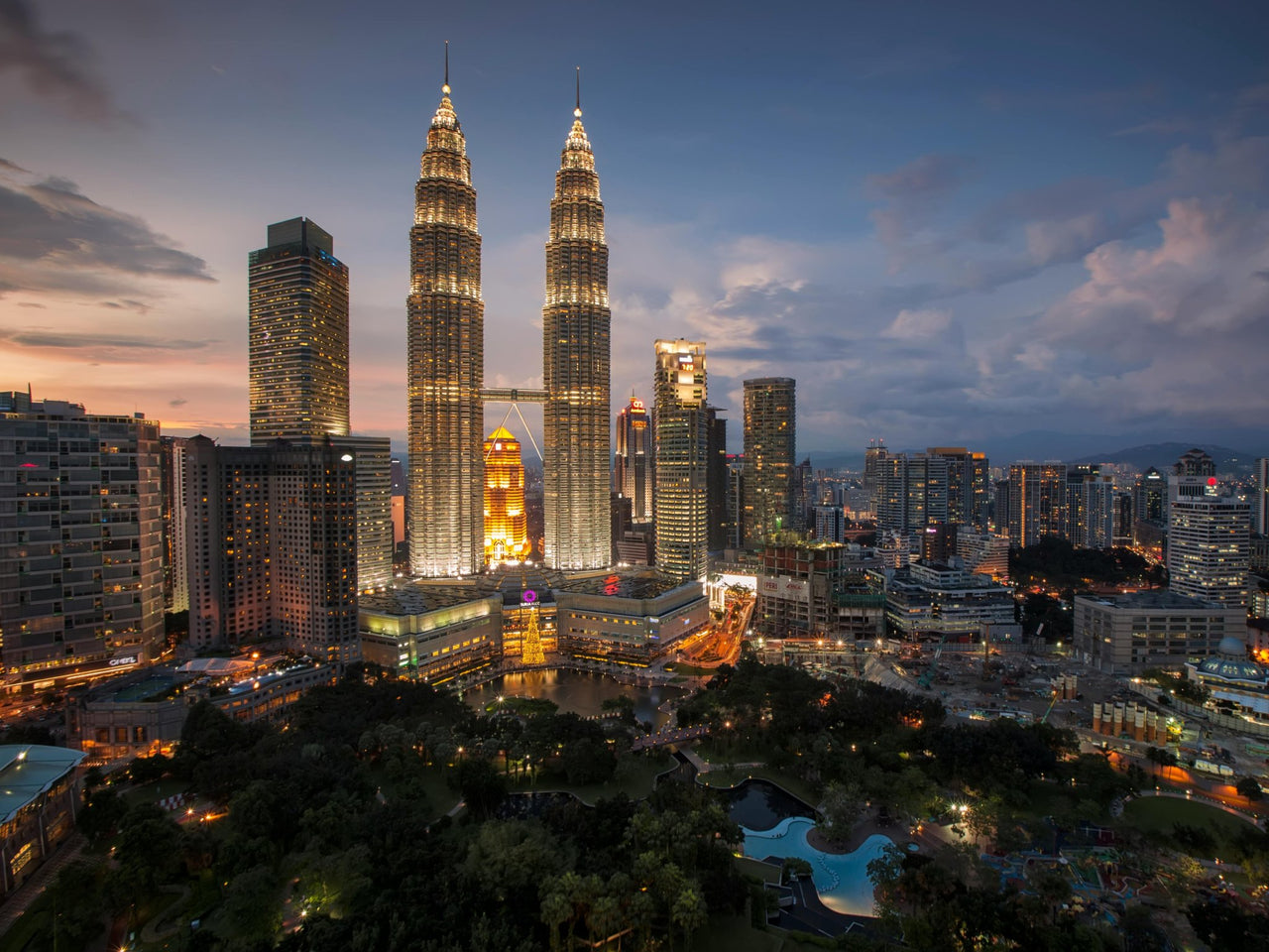 Petronas towers city view in Kuala Lumpur